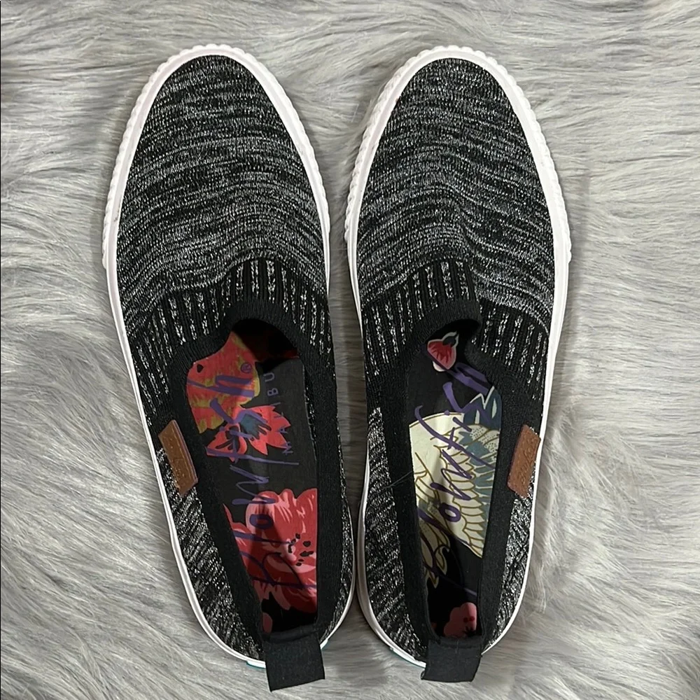 NWOT Black and Silver Gray Slip-On Sneakers